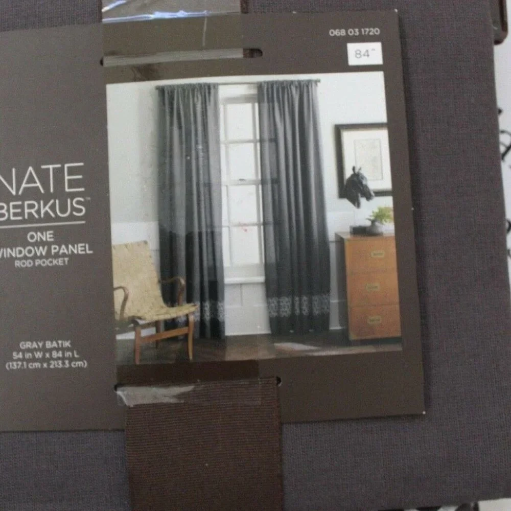 Nate Berkus Gray Batik Cotton One Window Treatment Panel